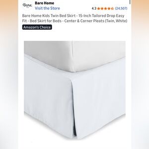 Bare home twin  White Bed Skirt